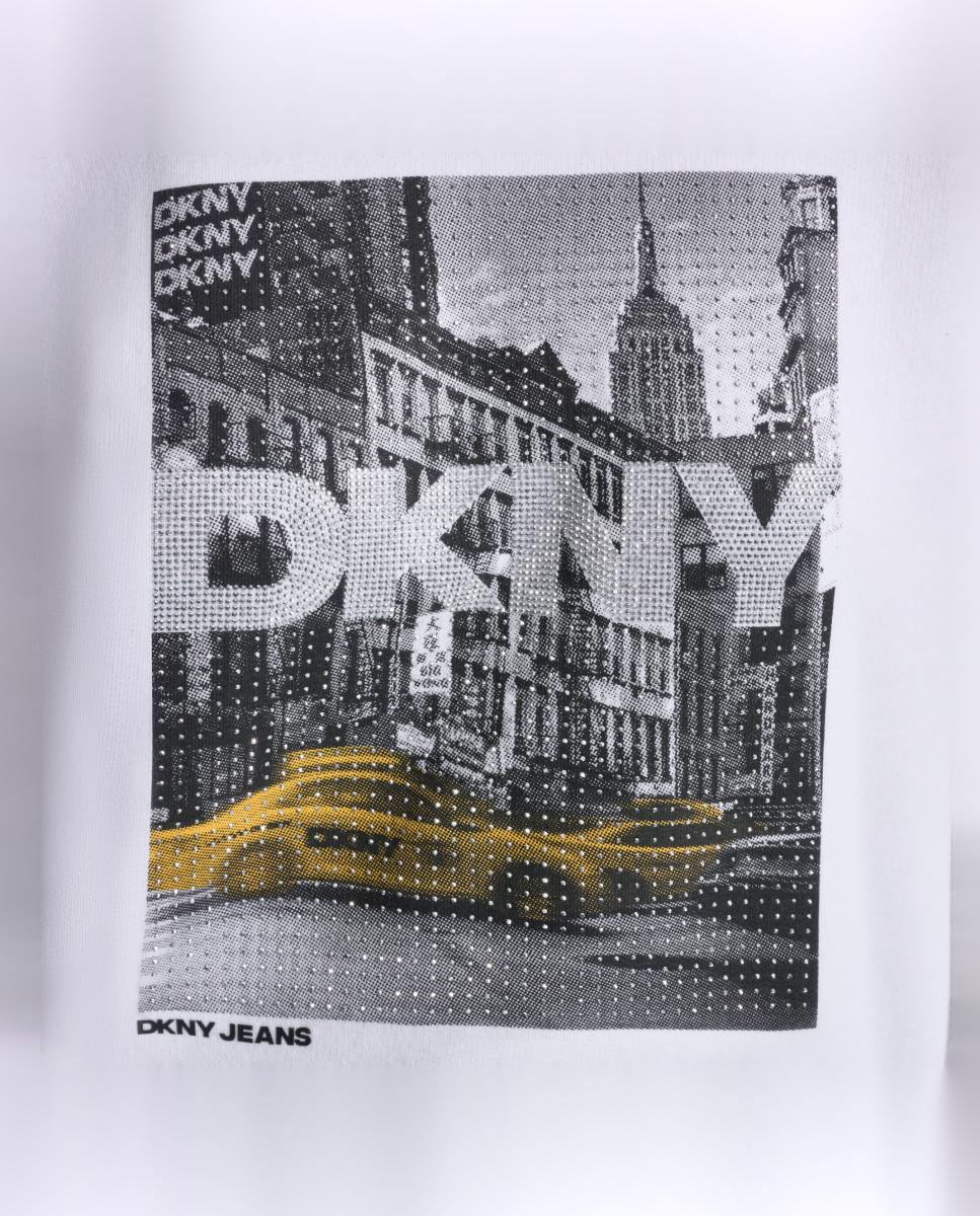 Sudadera de mujer con foto y strass - Dkny Jeans - Gris claro Gris claro-3