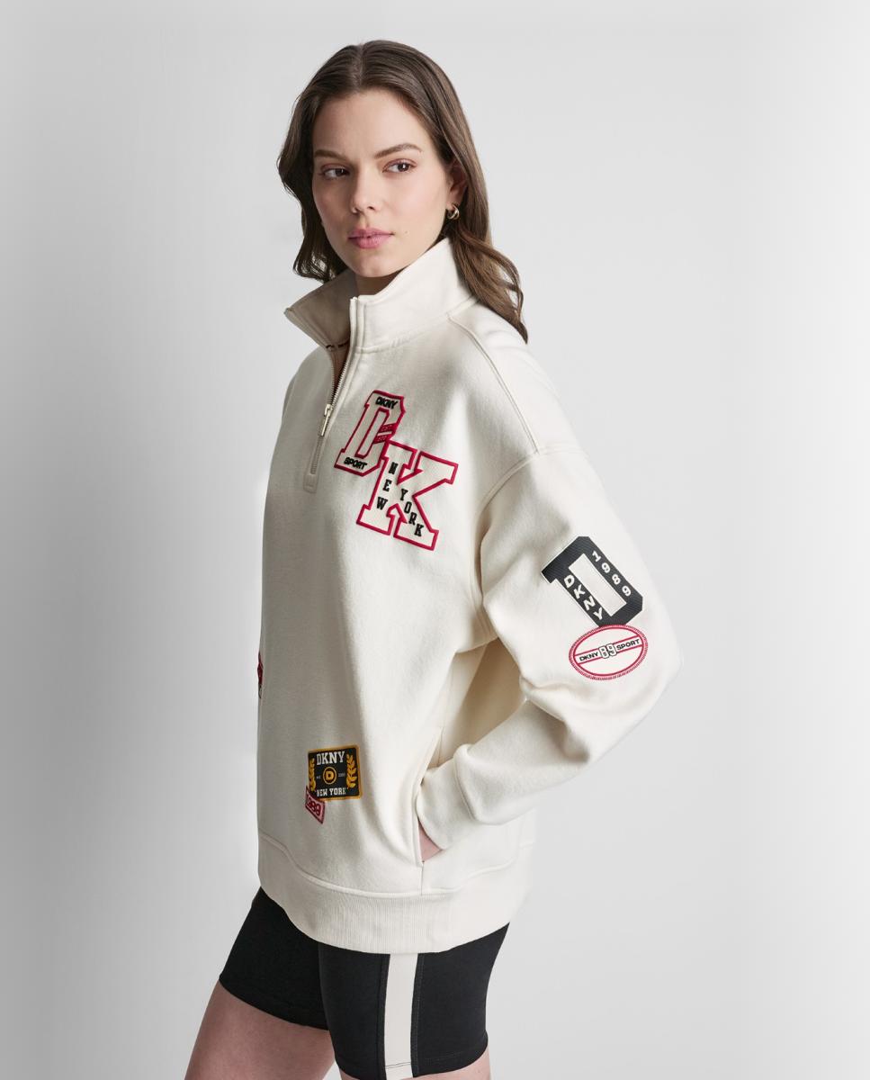 Sweatshirt Oversize Fit com Detalhe de Remendos Creme-2