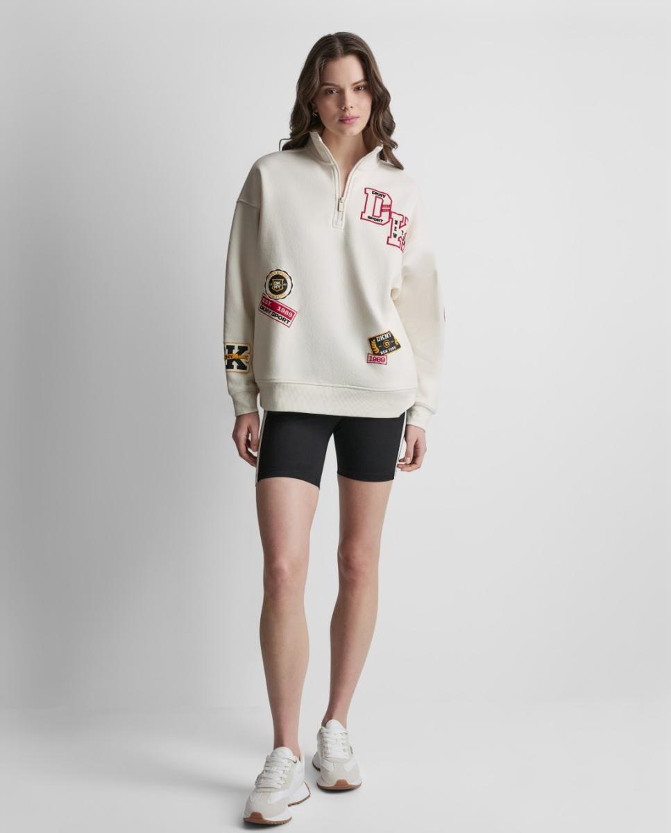 Sweatshirt Oversize Fit com Detalhe de Remendos Creme-3