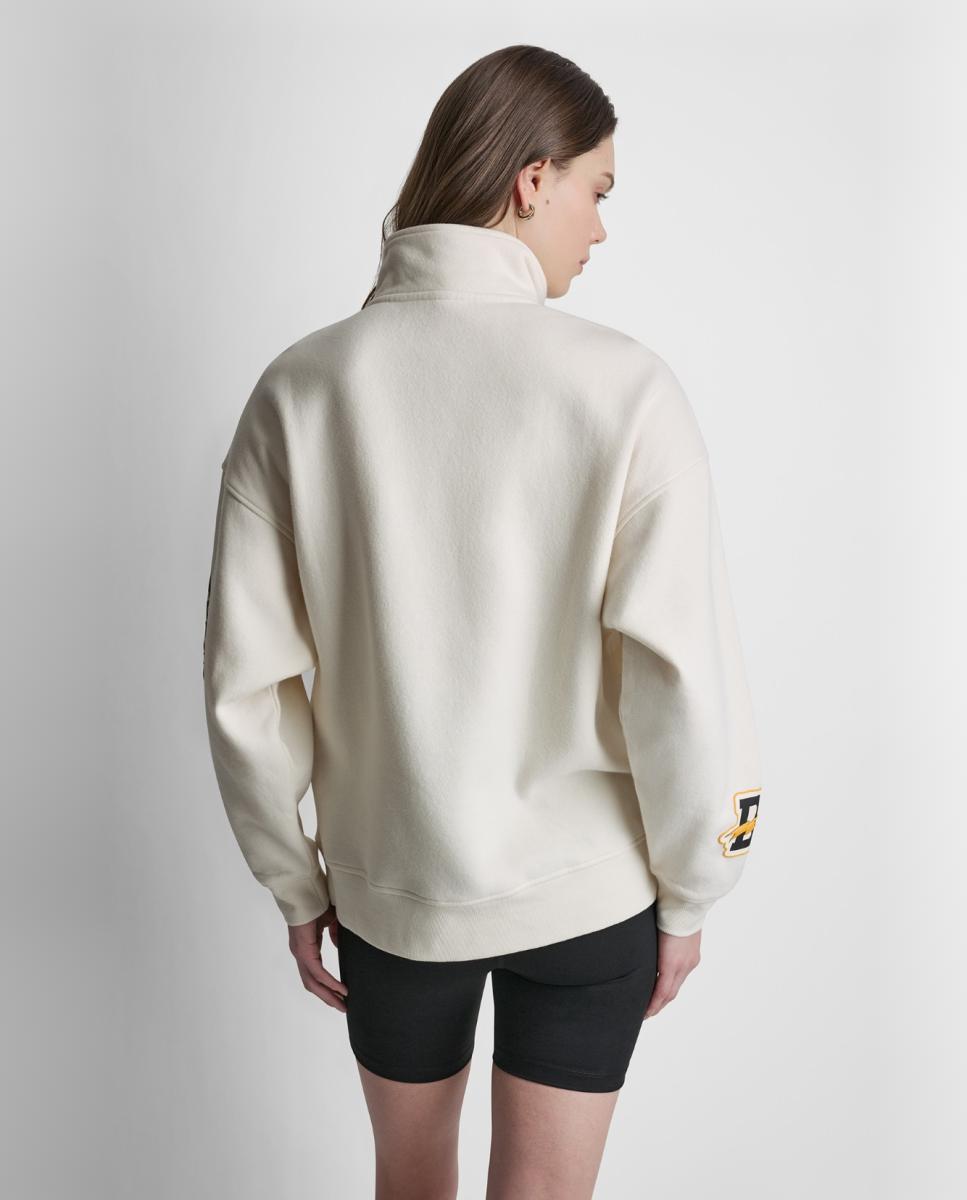 Sweatshirt Oversize Fit com Detalhe de Remendos Creme-6