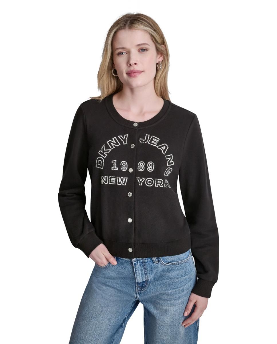 Imagem 0 de Sweatshirt Tipo Casaco com Fecho de Botões e Detalhe de Logótipo Impresso