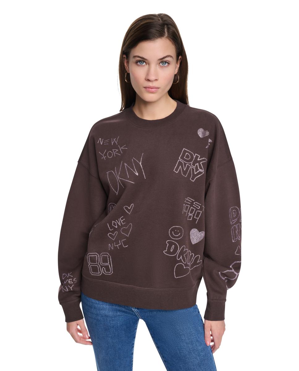 Imagem 0 de Sweatshirt de Decote Redondo com Detalhe de Grafitti de Brilhantes