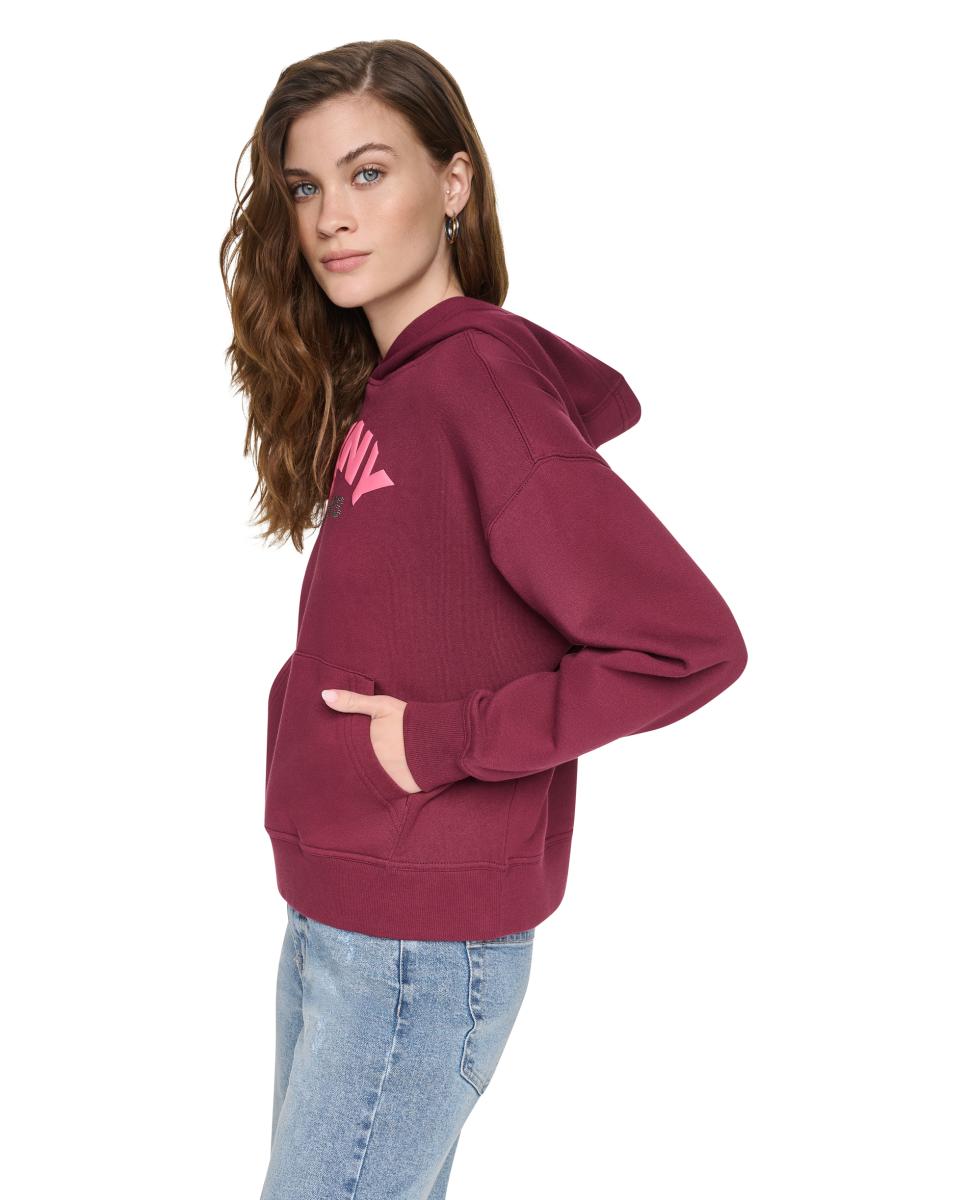Sweatshirt de Manga Comprida com Logótipo em Contraste Bordeaux-2
