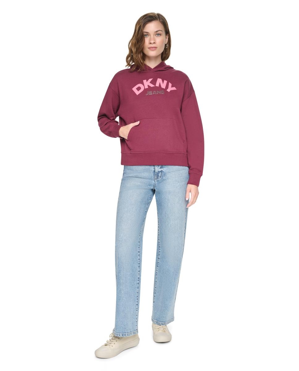 Sweatshirt de Manga Comprida com Logótipo em Contraste Bordeaux-5