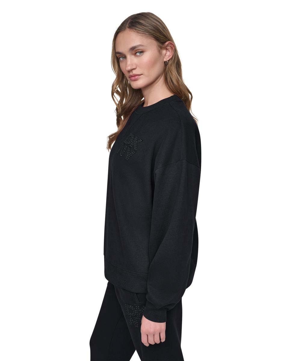 Sweatshirt de Manga Comprida e Decote Redondo com Detalhe de Logótipo Tipo Emblema Preto-2