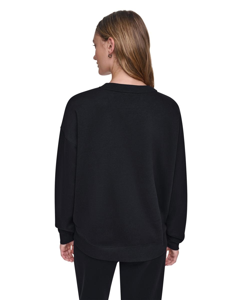 Sweatshirt de Manga Comprida e Decote Redondo com Detalhe de Logótipo Tipo Emblema Preto-3