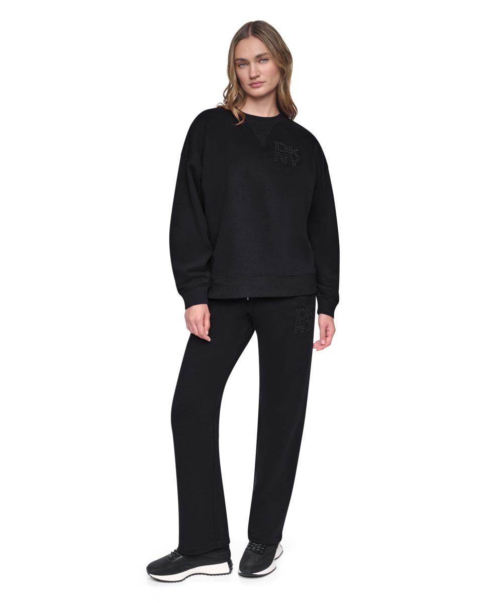 Sweatshirt de Manga Comprida e Decote Redondo com Detalhe de Logótipo Tipo Emblema Preto-5