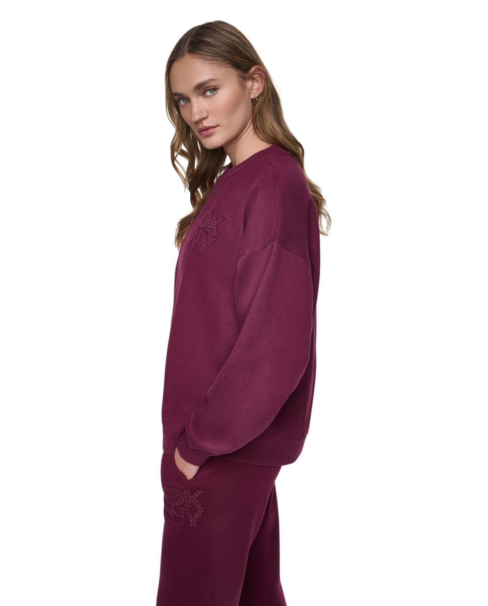 Sweatshirt de Manga Comprida e Decote Redondo com Detalhe de Logótipo Tipo Emblema Bordeaux-2