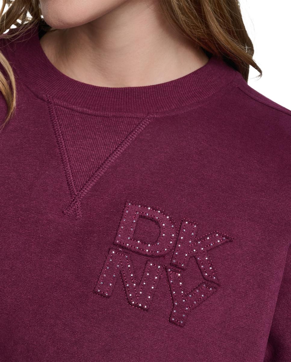 Sweatshirt de Manga Comprida e Decote Redondo com Detalhe de Logótipo Tipo Emblema Bordeaux-4