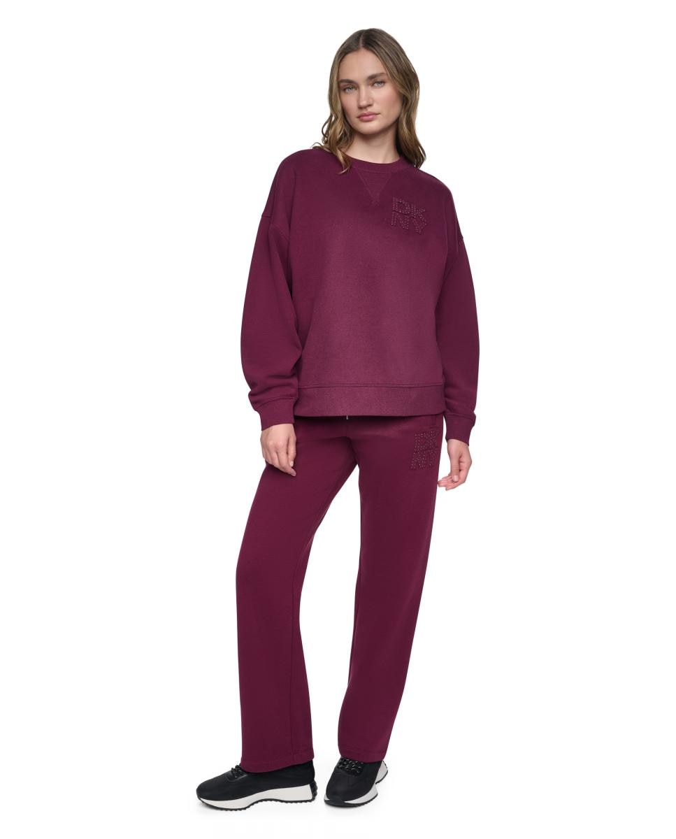 Sweatshirt de Manga Comprida e Decote Redondo com Detalhe de Logótipo Tipo Emblema Bordeaux-5