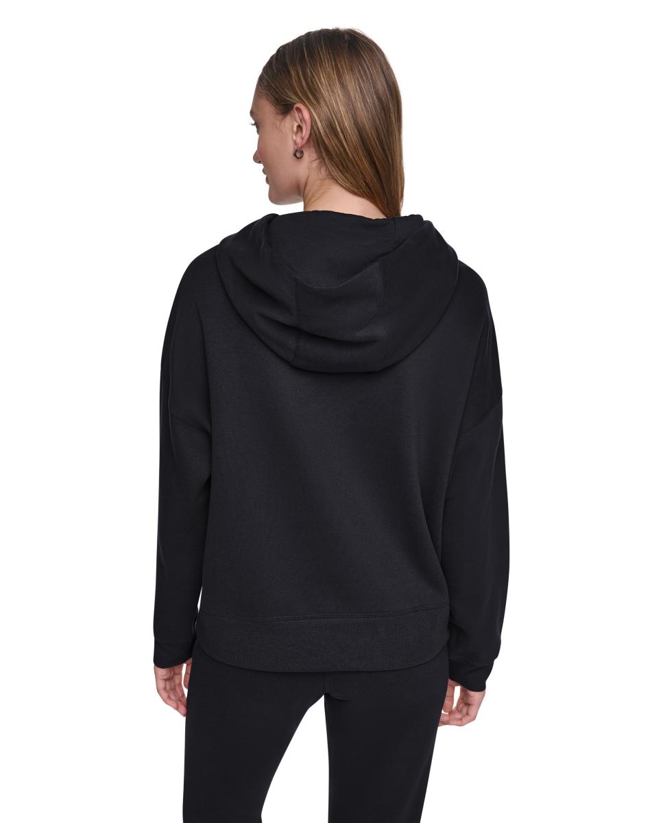 Sweatshirt com Capuz e Bolso Tipo Canguru Invisível com Logótipo de Lantejoulas Preto-3