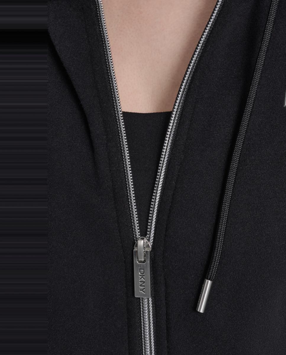 Sweatshirt com Fecho de Correr e Capuz Preto-5