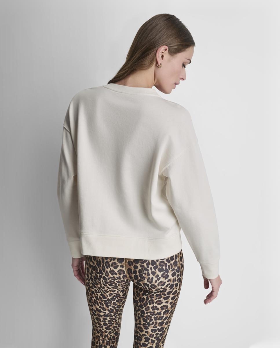 Sweatshirt com Logótipo de Animal Print Creme-2