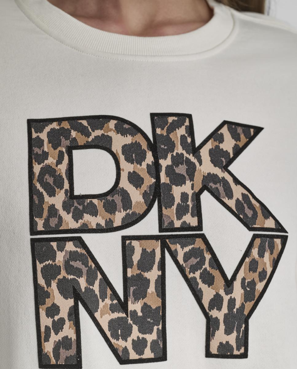 Sweatshirt com Logótipo de Animal Print Creme-3
