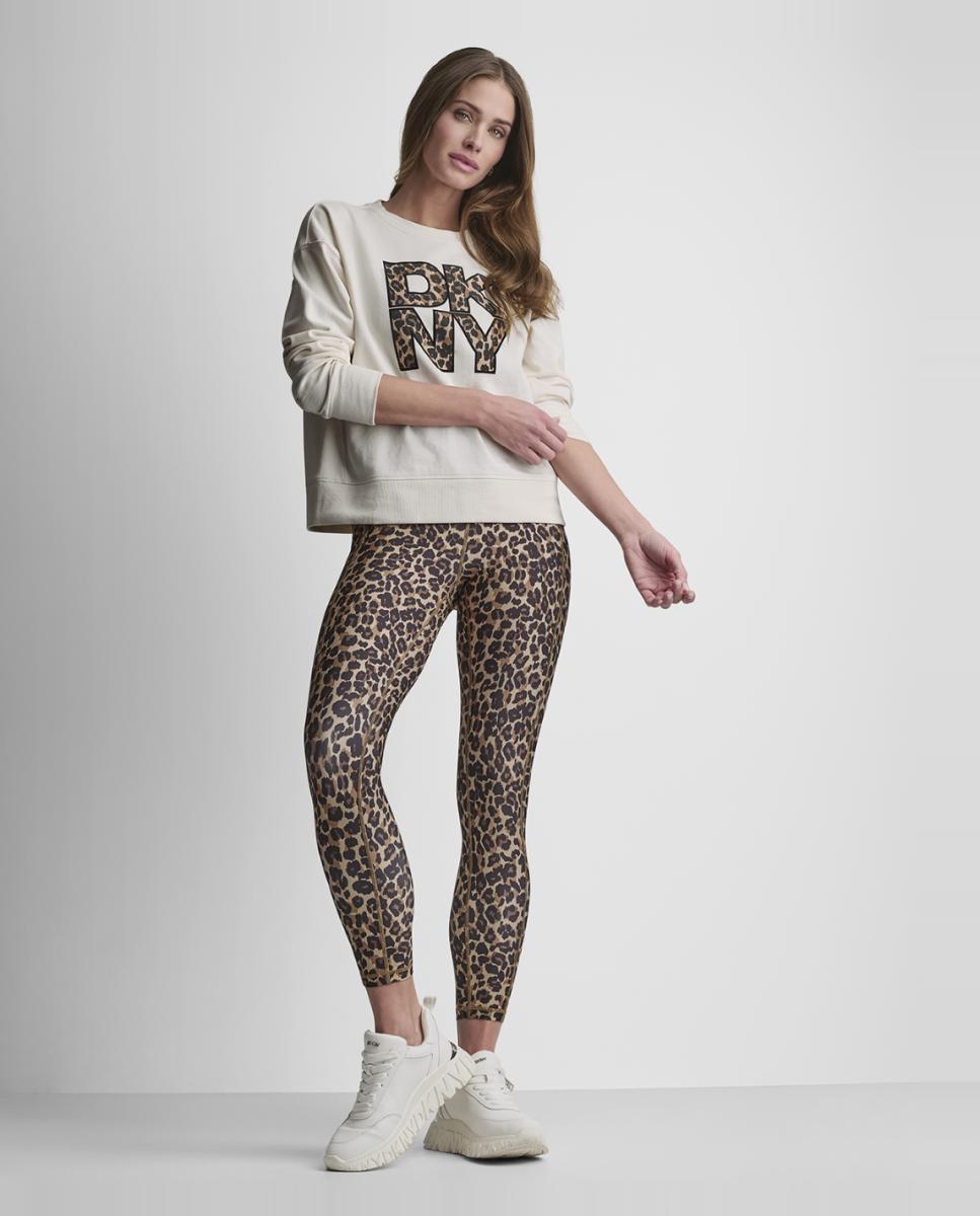 Sweatshirt com Logótipo de Animal Print Creme-4