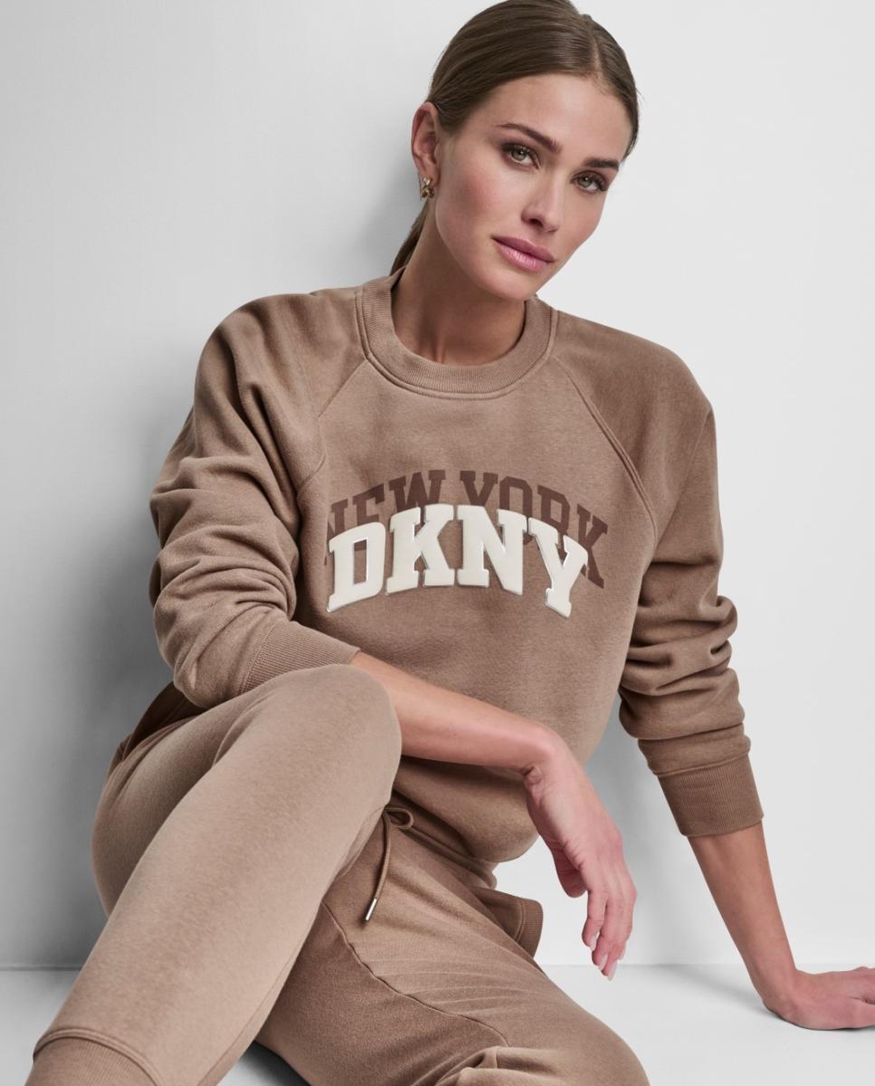 Sweatshirt com Detalhe de Logótipo no Peito Castanho-claro-3