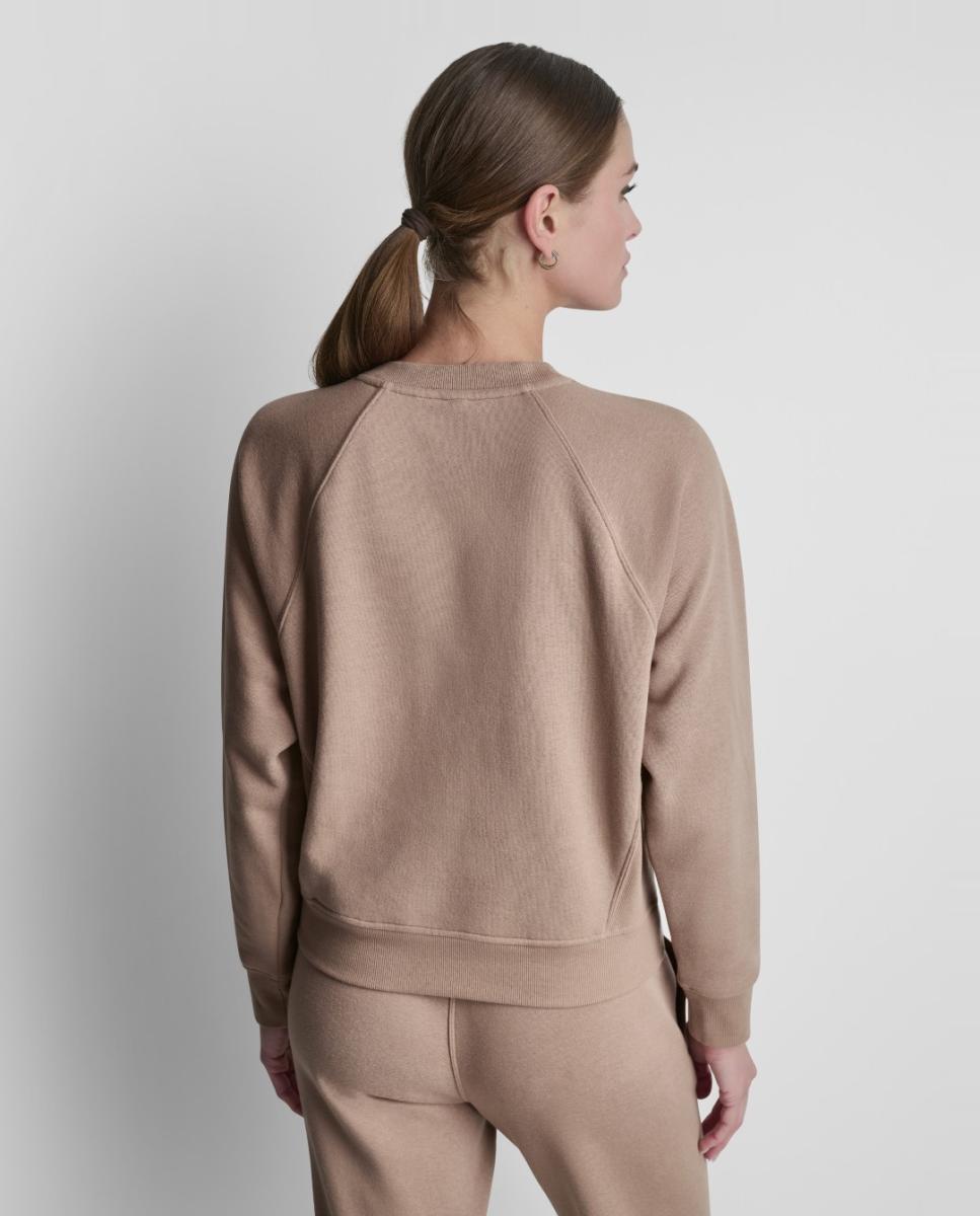 Sweatshirt com Detalhe de Logótipo no Peito Castanho-claro-4