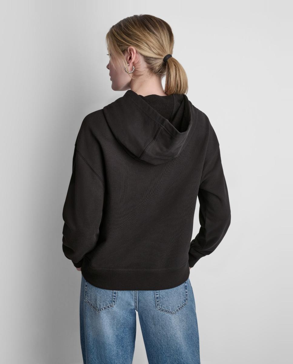 Sweatshirt com Capuz e Estampado Gráfico de Logótipo Preto-2