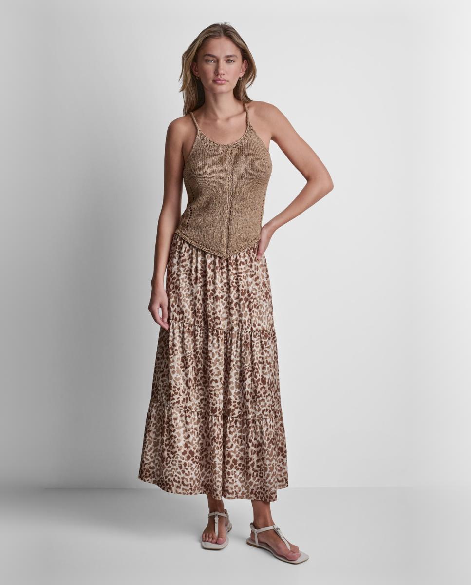 Saia Fluida Midi com Animal Print Multicolor-4