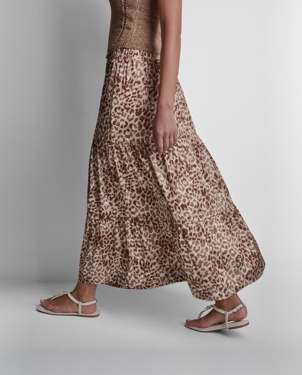 Saia Fluida Midi com Animal Print Multicolor-5