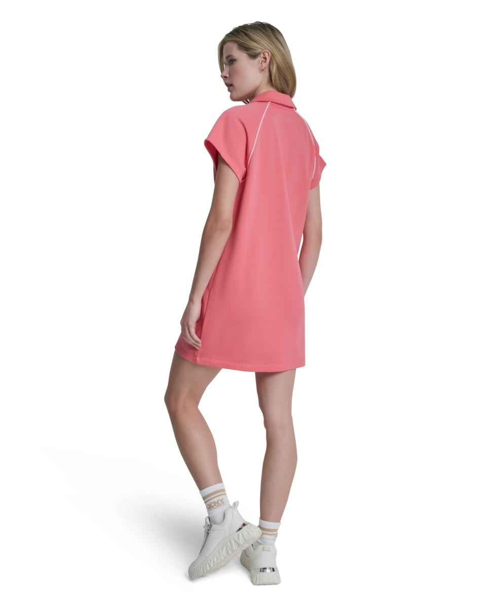 Vestido Tipo Polo com Manga Curta Coral-2