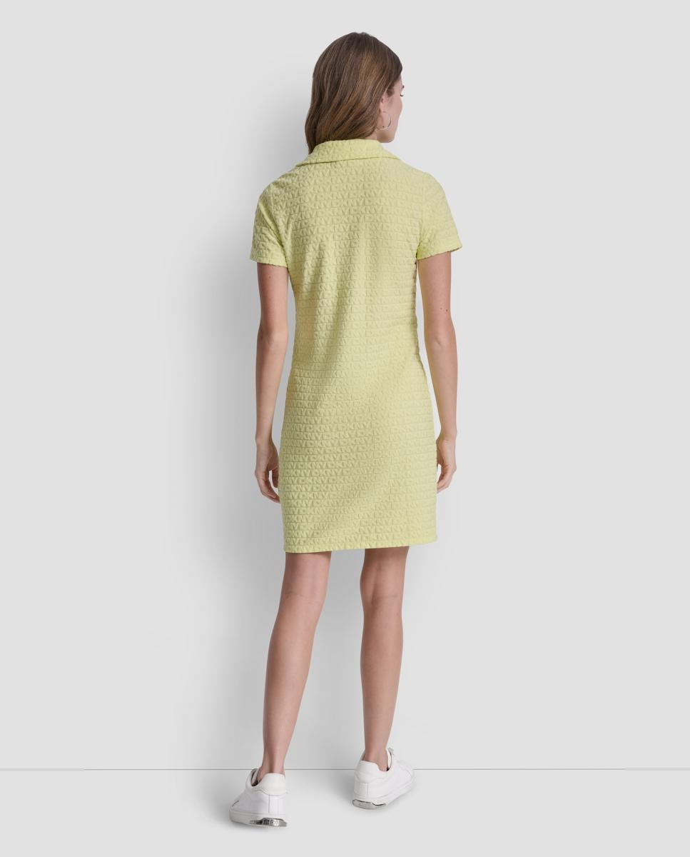 Vestido curto com decote em bico Amarelo-2