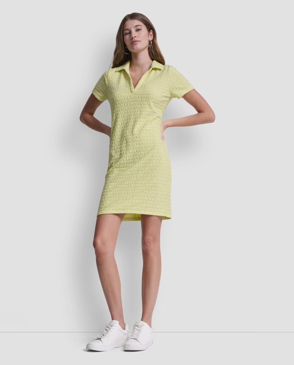Vestido curto com decote em bico Amarelo-5