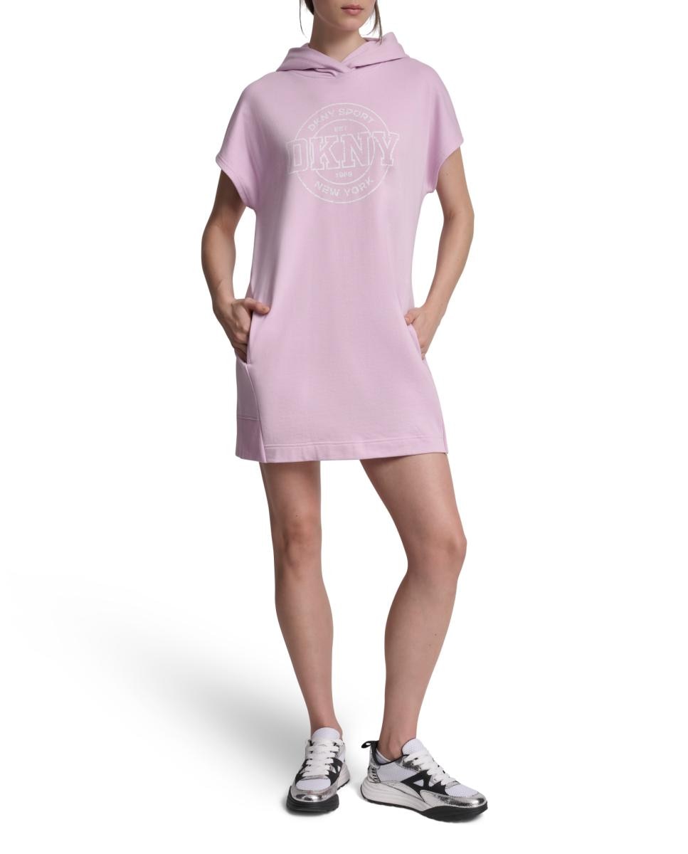 Vestido com Capuz e Logótipo Rosa-claro-1