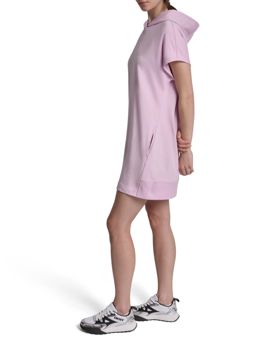 Vestido com Capuz e Logótipo Rosa-claro-5