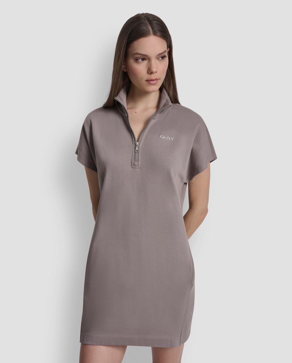 Vestido Curto com Detalhe de Logótipo Cinzento-3