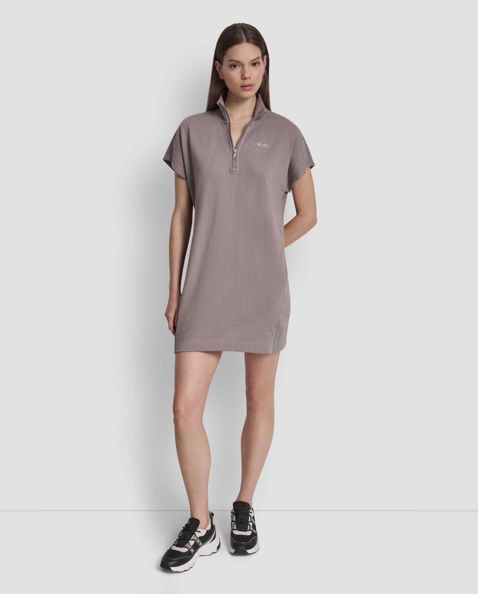 Vestido Curto com Detalhe de Logótipo Cinzento-5