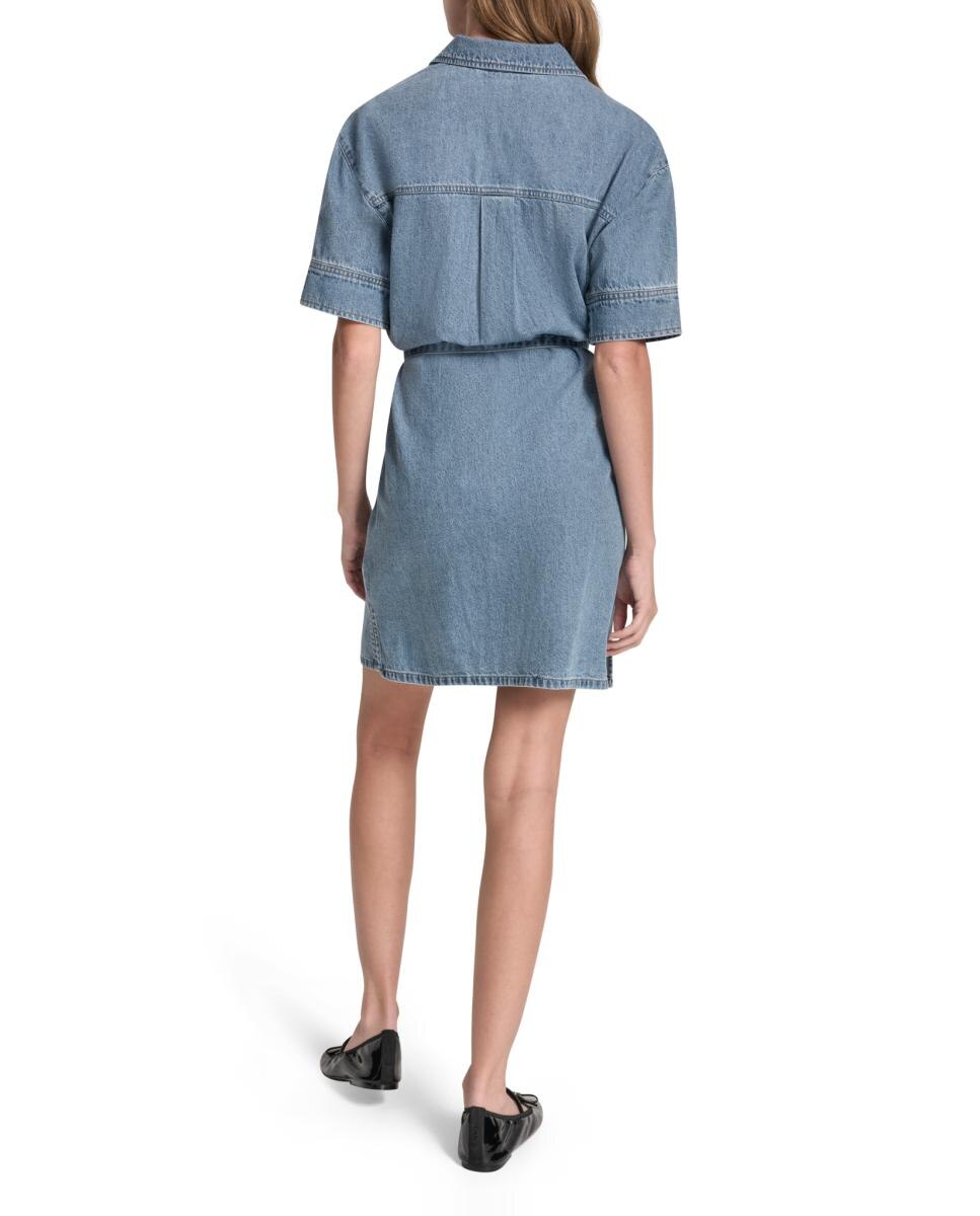 Vestido Curto de Ganga Azul-2