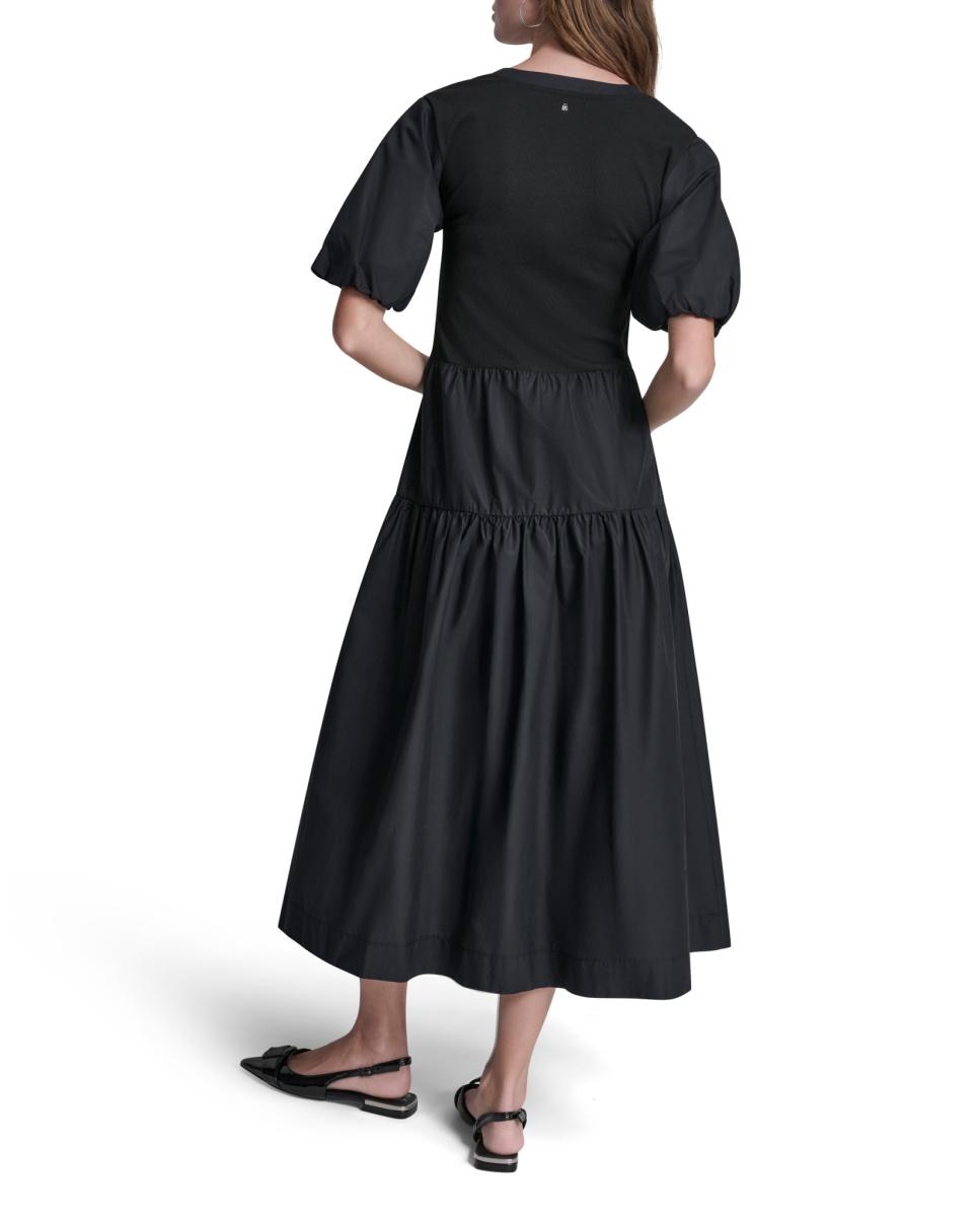 Vestido Midi com Manga 3/4 Preto-2