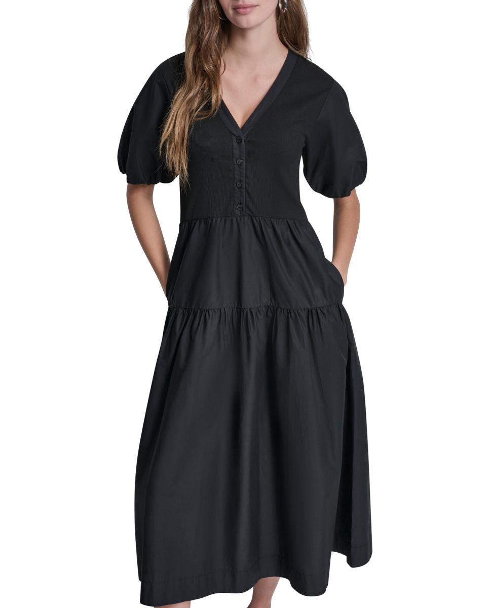 Vestido Midi com Manga 3/4 Preto-3