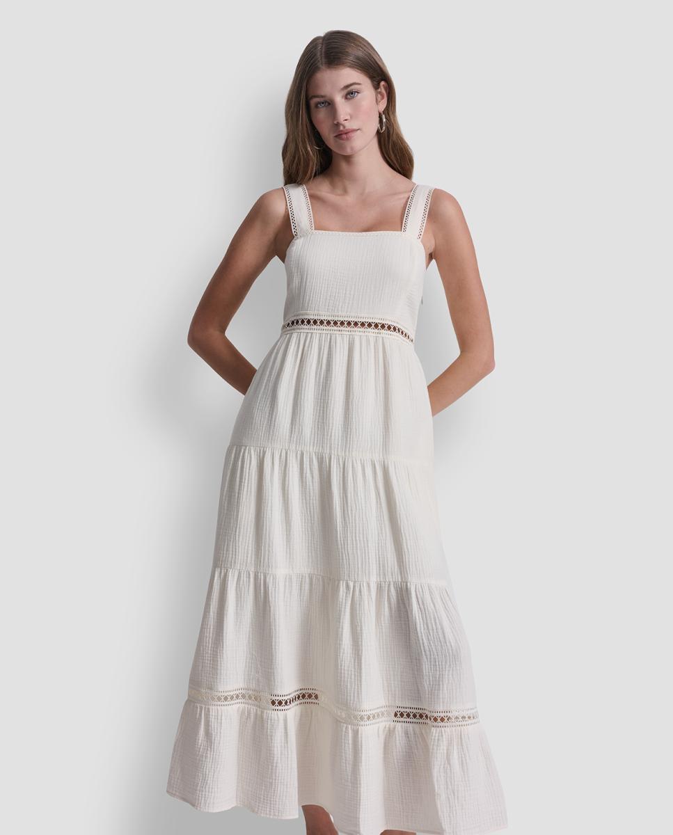 Vestido Comprido com Alças Largas Cru-2