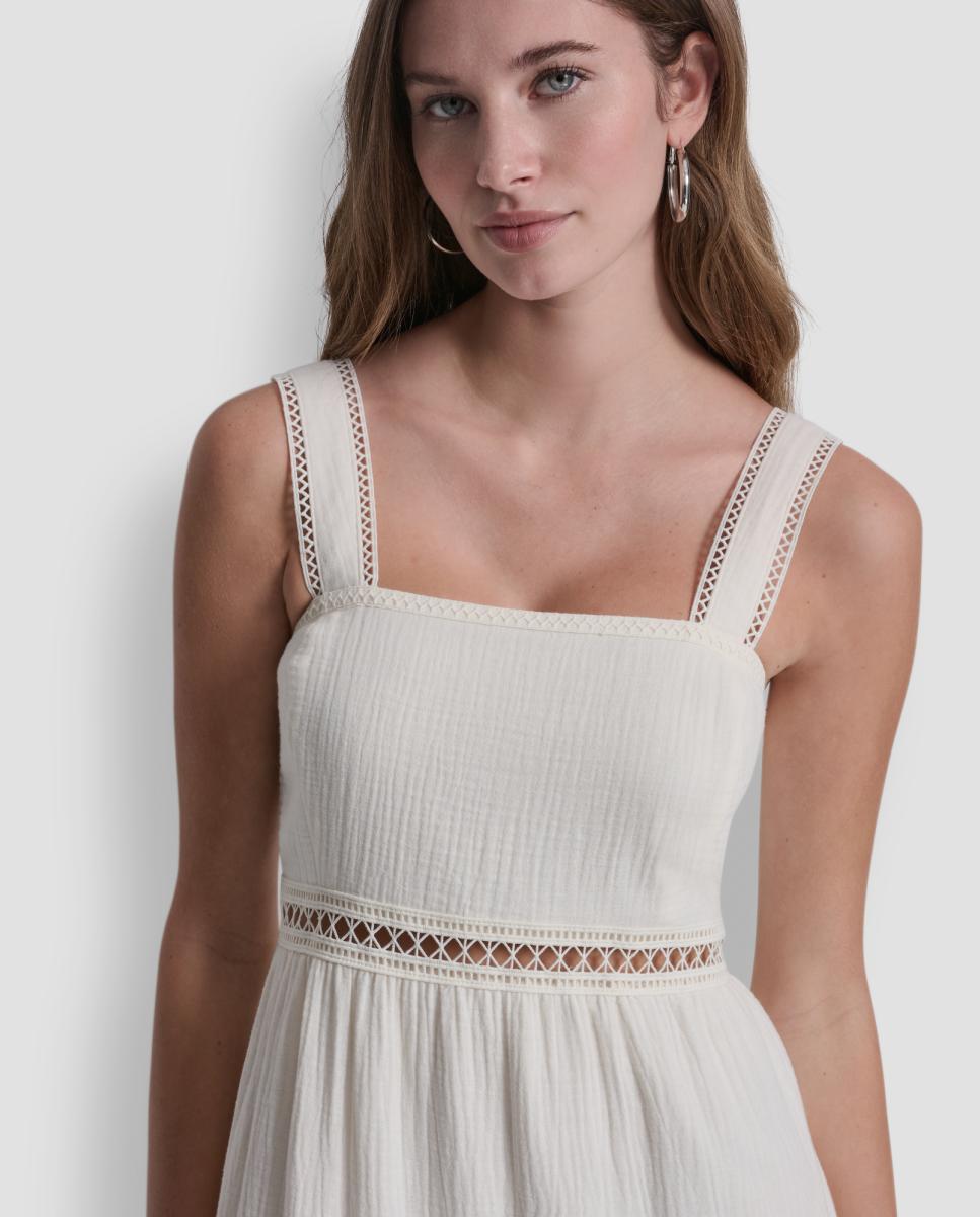 Vestido Comprido com Alças Largas Cru-3