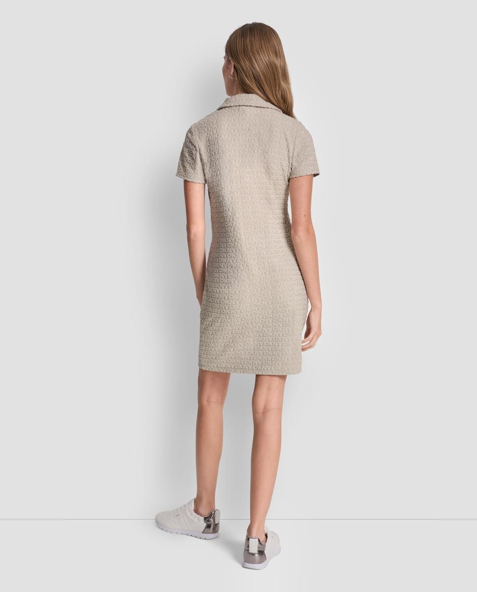 Vestido curto com decote em bico Bege-2