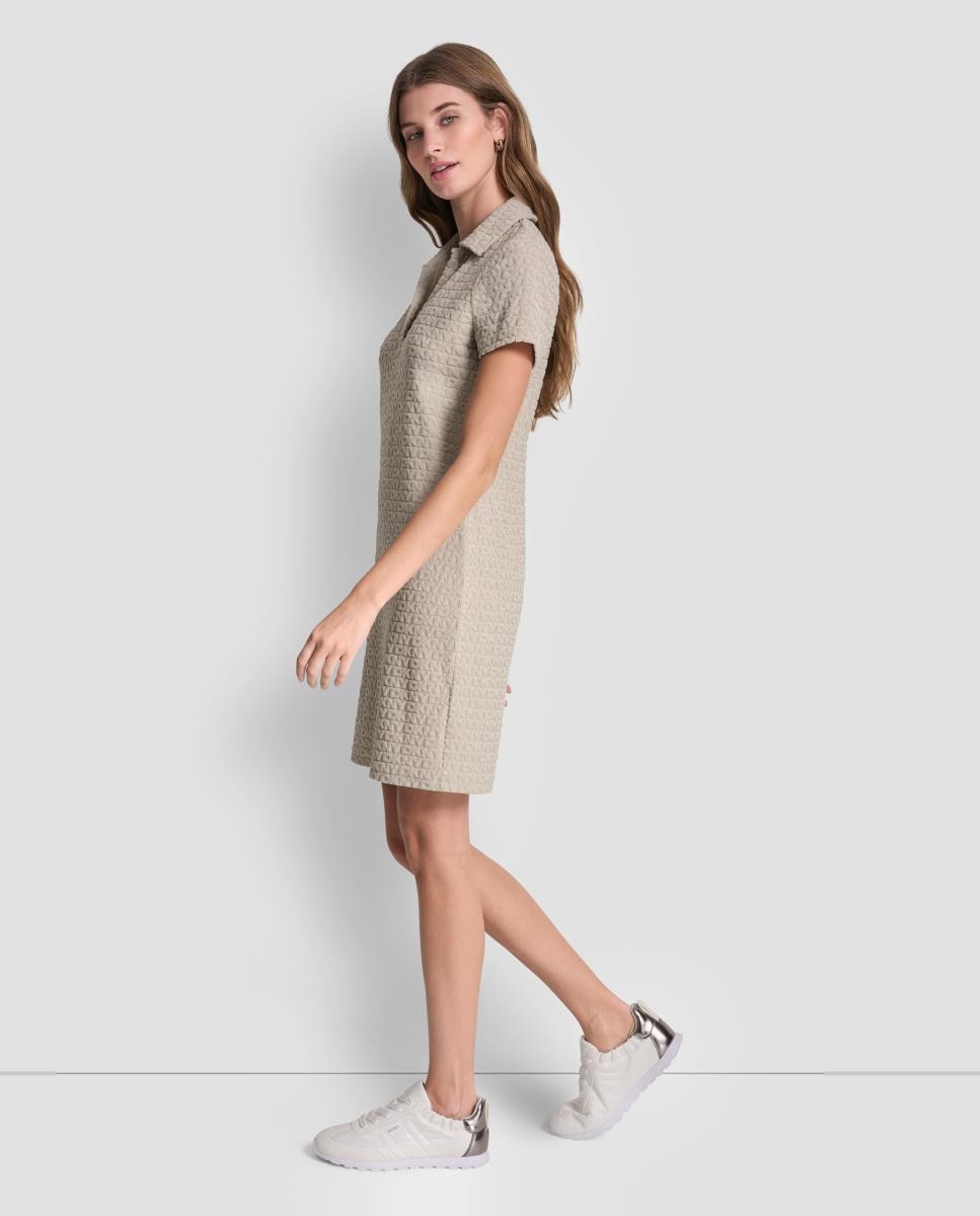 Vestido curto com decote em bico Bege-5
