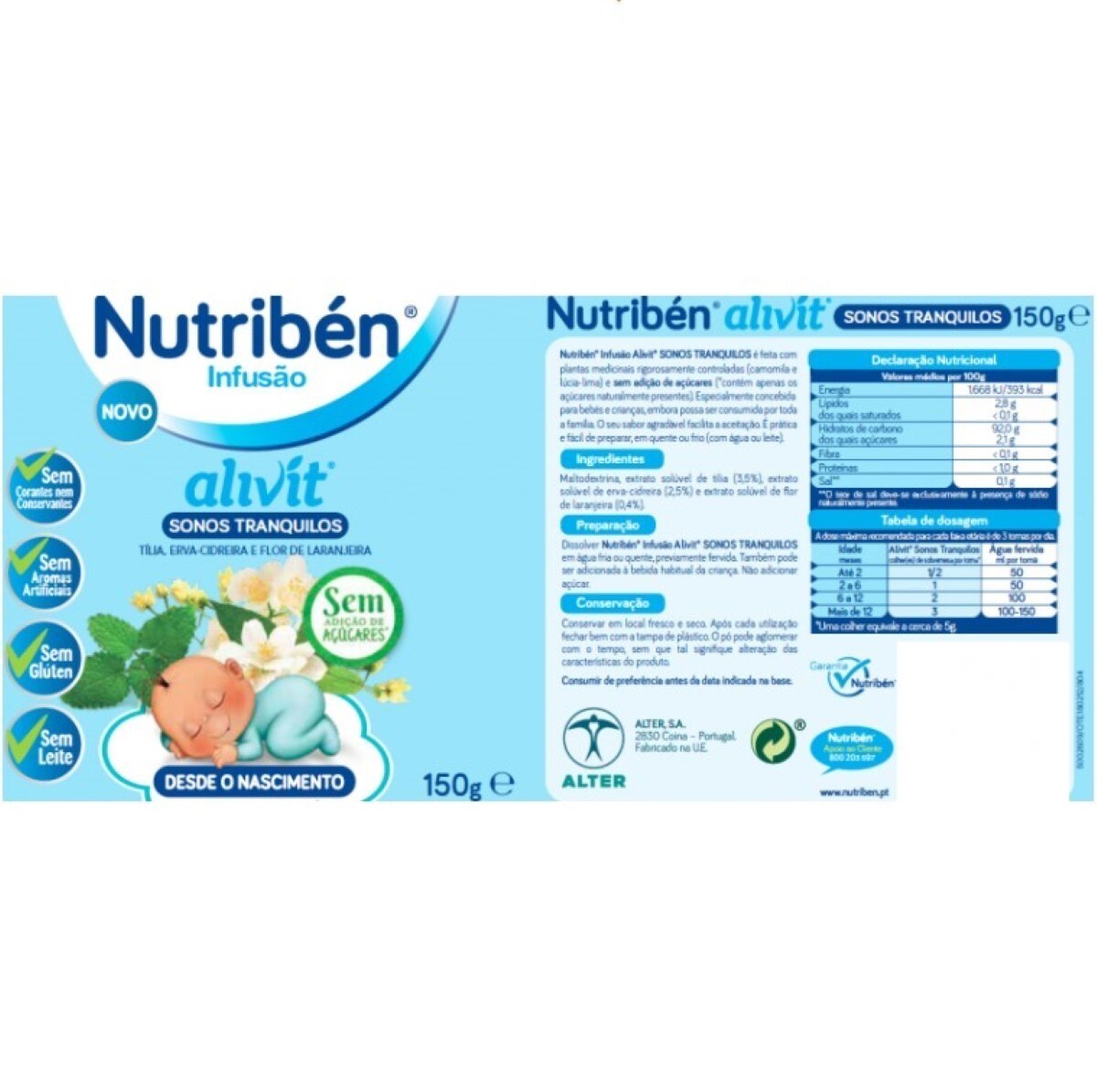 Infusão Sonos Tranquilos Tília, Cidreira e Flor de Laranjeira 150g Nutribén 2