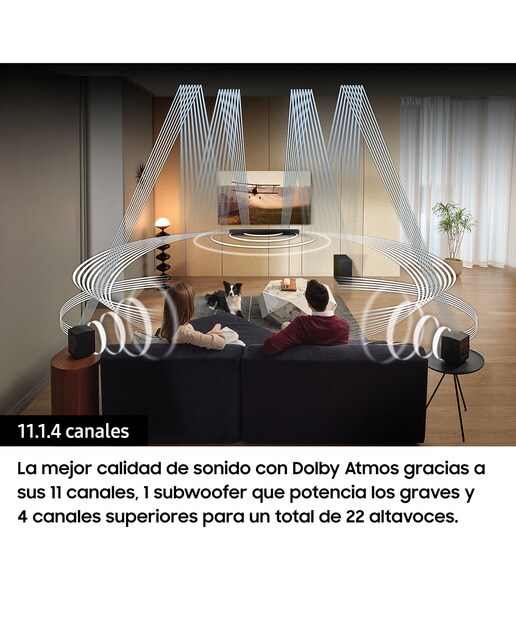 Barra de sonido Samsung 2023 HW-Q990C Dolby Atmos y DTS: X, Q-Symphony, 11.1.4 ch, 656W, Subwoofer inalámbrico (Reacondicionado Grado B) - Negro Negro-4