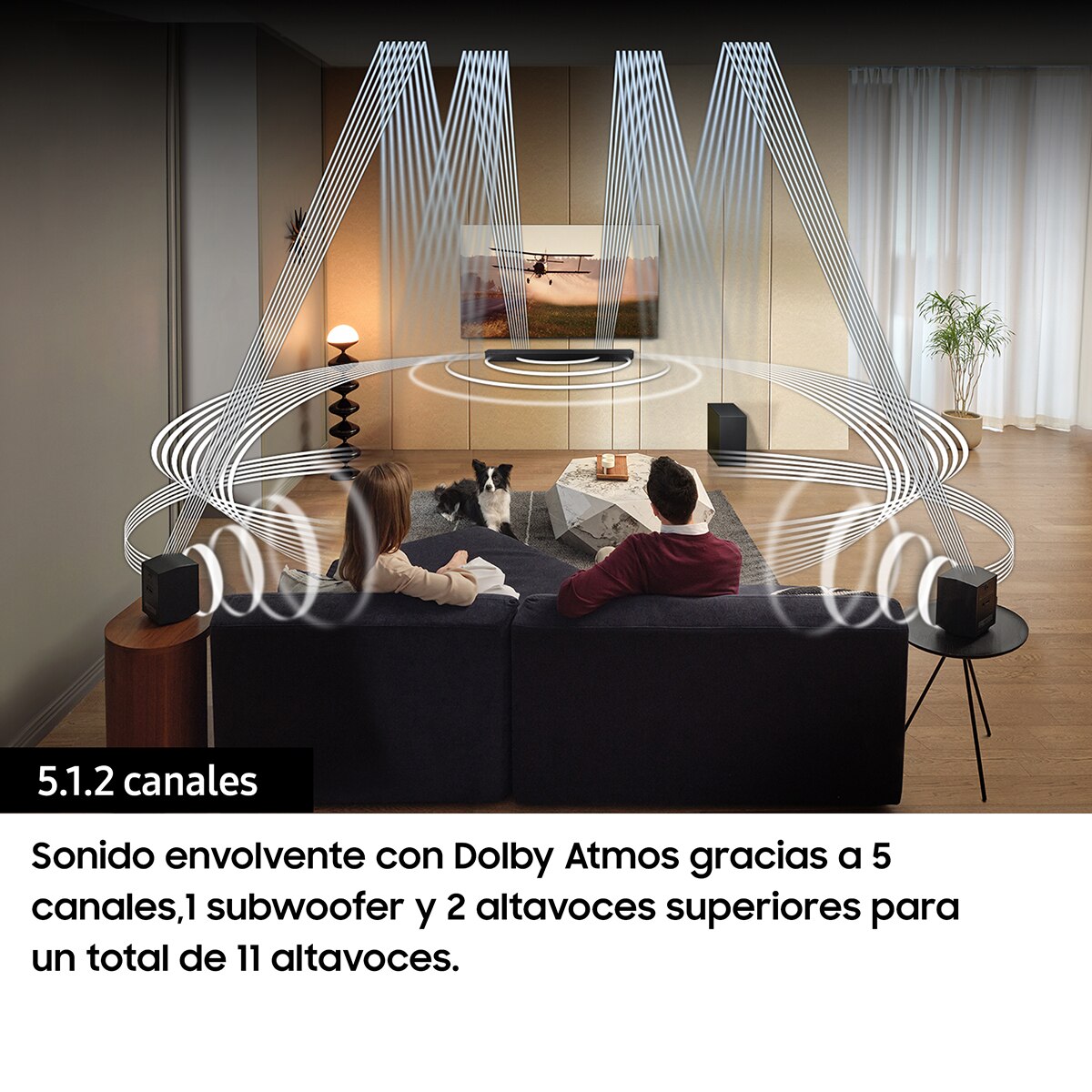 Barra de sonido Samsung 2023 HW-Q800C con Dolby Atmos y DTS: X, Q-Symphony, 5.1.2 ch, 360W, Subwoofer inalámbrico (Reacondicionado Grado D) - Negro Negro-4