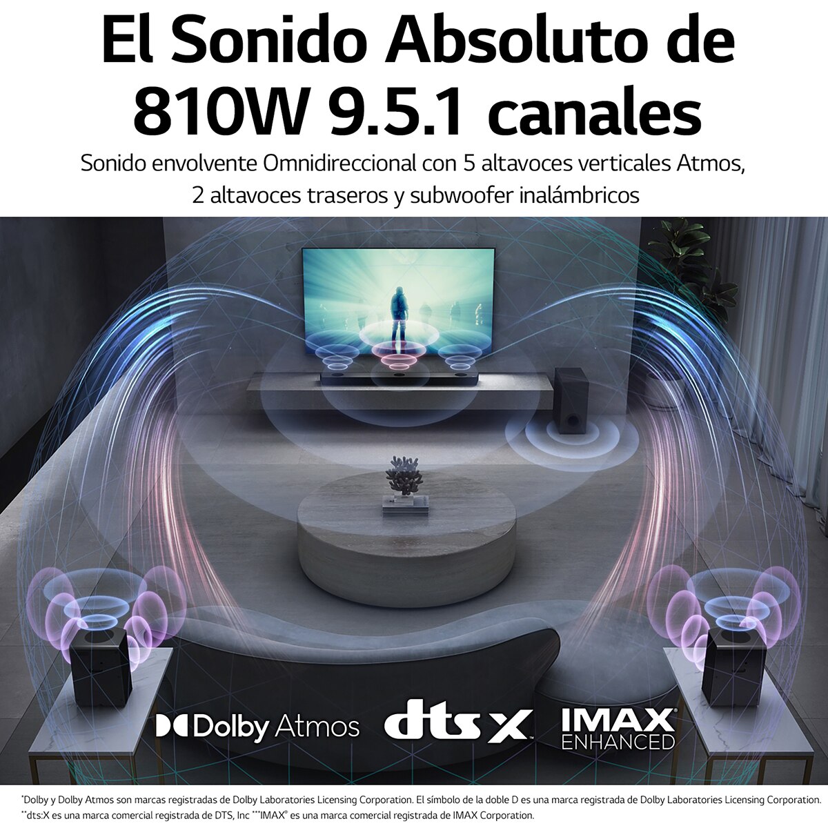 Barra de Sonido LG MERIDIAN 2022 S95QR Dolby Atmos (Reacondicionado Grado D) - Acero Acero-7