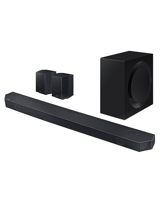 Barra de sonido Samsung 2023 HW-Q990C Dolby Atmos y DTS: X, Q-Symphony, 11.1.4 ch, 656W, Subwoofer inalámbrico (Reacondicionado Grado D) - Negro Negro-1