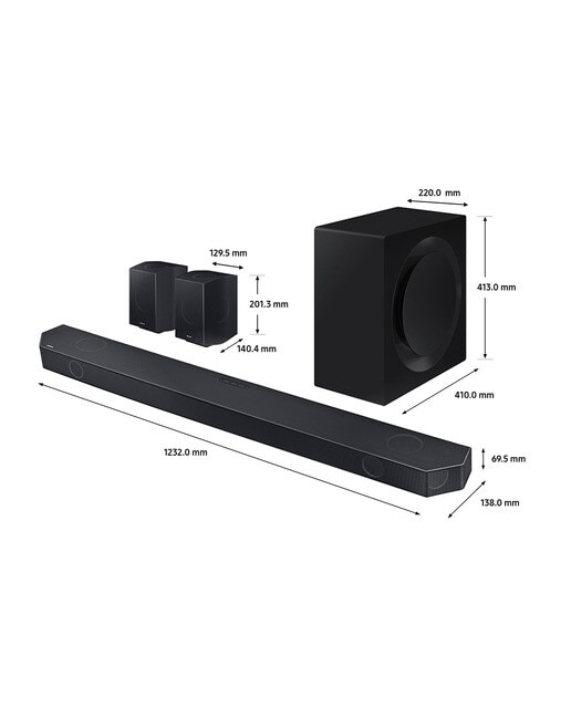 Barra de sonido Samsung 2023 HW-Q990C Dolby Atmos y DTS: X, Q-Symphony, 11.1.4 ch, 656W, Subwoofer inalámbrico (Reacondicionado Grado D) - Negro Negro-8