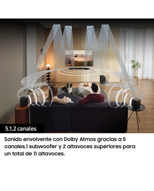 Barra de sonido Samsung 2023 HW-Q800C con Dolby Atmos y DTS: X, Q-Symphony, 5.1.2 ch, 360W, Subwoofer inalámbrico (Reacondicionado Grado D) - Negro Negro-4