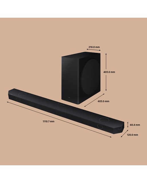 Barra de sonido Samsung 2024 HW-Q800D, 5.1.2, Dolby Atmos y DTS:X, 360W, Subwoofer inalámbrico, Wi-Fi, Compatible con Asistentes de voz (Reacondicionado Grado C) - Negro Negro-3