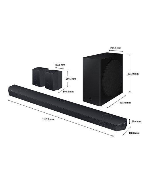 Barra de sonido Samsung 2023 HW-Q930C con Dolby Atmos y DTS: X, Q-Symphony, 9.1.4 ch, 540W, Subwoofer inalámbrico (Reacondicionado Grado C) - Negro Negro-7