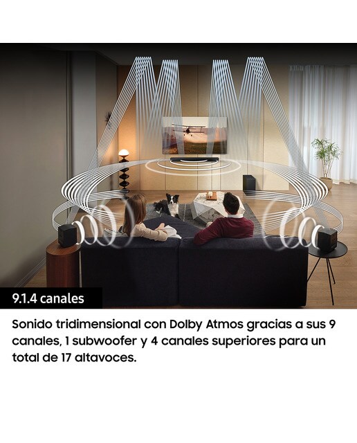Barra de sonido Samsung 2023 HW-Q930C con Dolby Atmos y DTS: X, Q-Symphony, 9.1.4 ch, 540W, Subwoofer inalámbrico (Reacondicionado Grado D) - Negro Negro-4