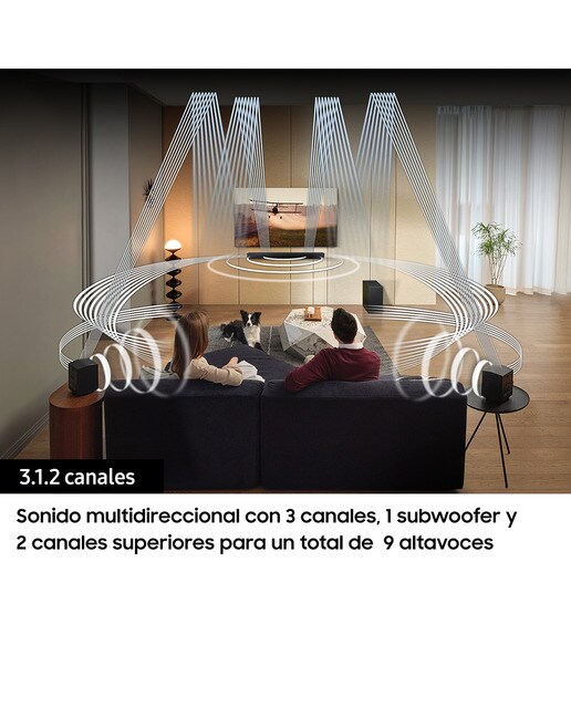 Barra de sonido Samsung 2023 HW-Q600C con Dolby Atmos y DTS: X, Q-Symphony, 3.1.2 ch, 360W, Subwoofer inalámbrico (Reacondicionado Grado D) - Negro Negro-4