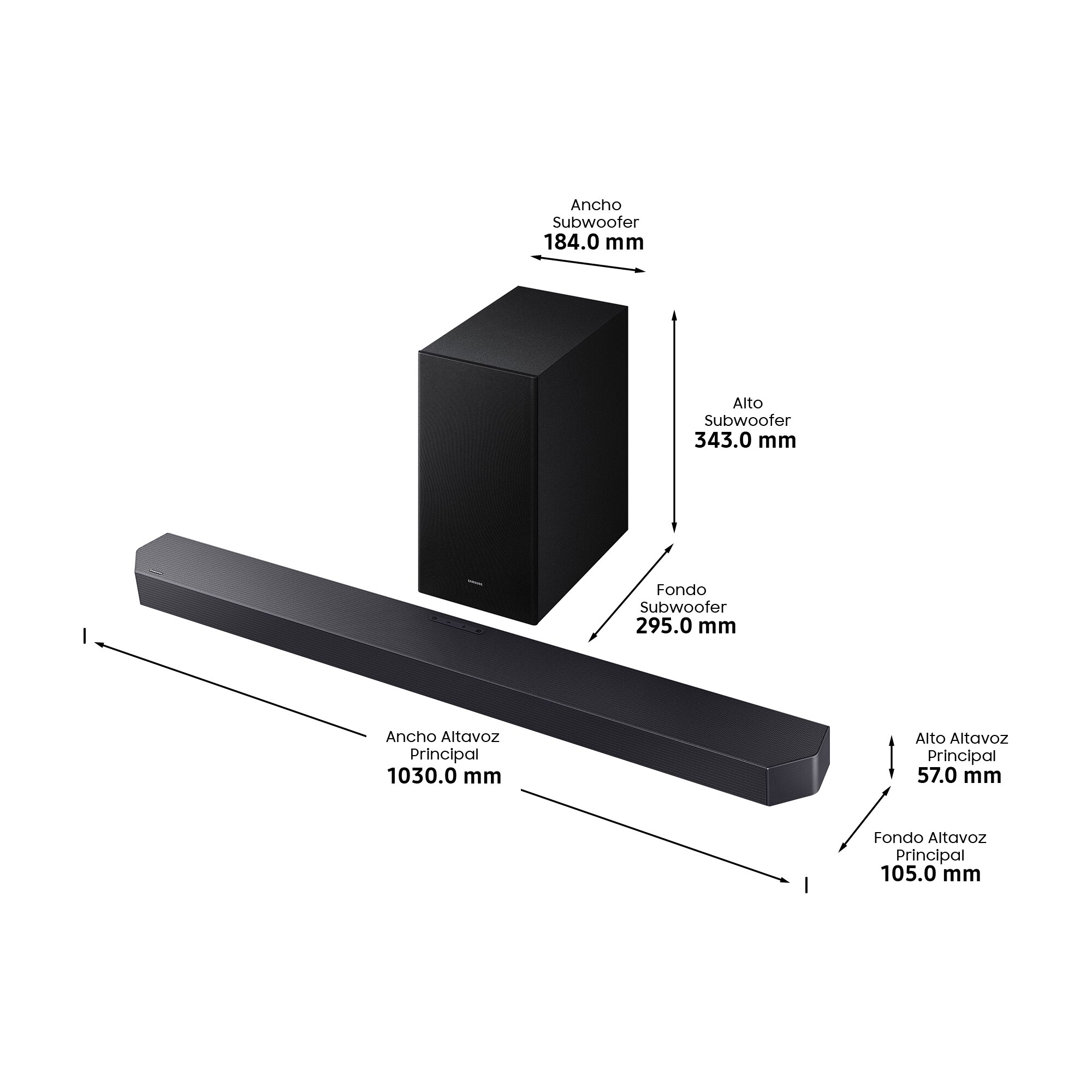 Barra de sonido Samsung 2025 HW-Q600F, Dolby Atmos y DTS: X, Q-Symphony, 3.1.2 con 9 altavoces, 380W, Subwoofer inalámbrico 6,5" 160W (Reacondicionado Grado D) - Negro titanium Negro titanium-2